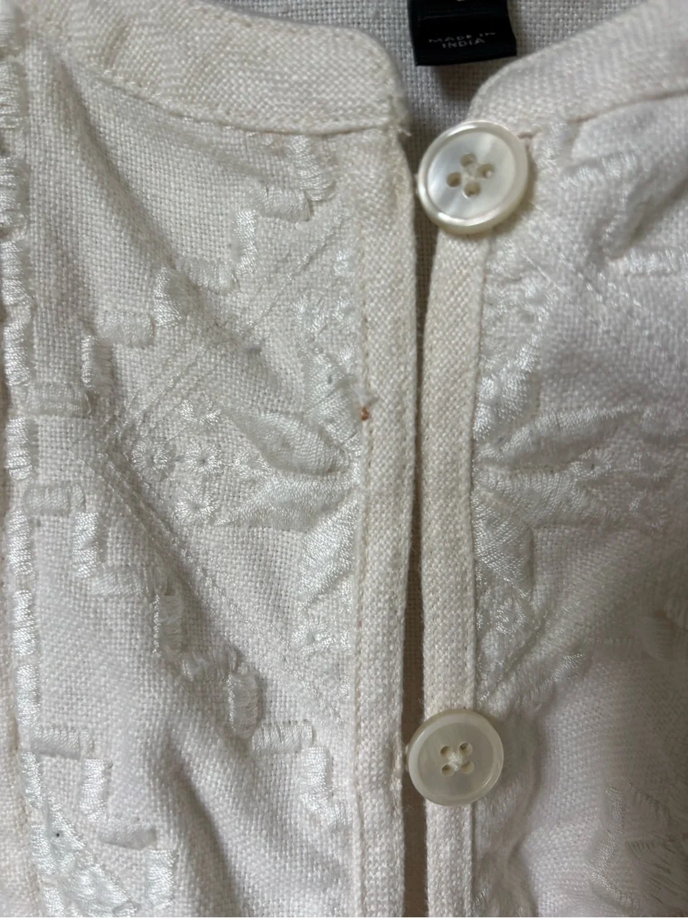 J.Crew Cream Embroidered Button-Front Tie-Waist Jacket